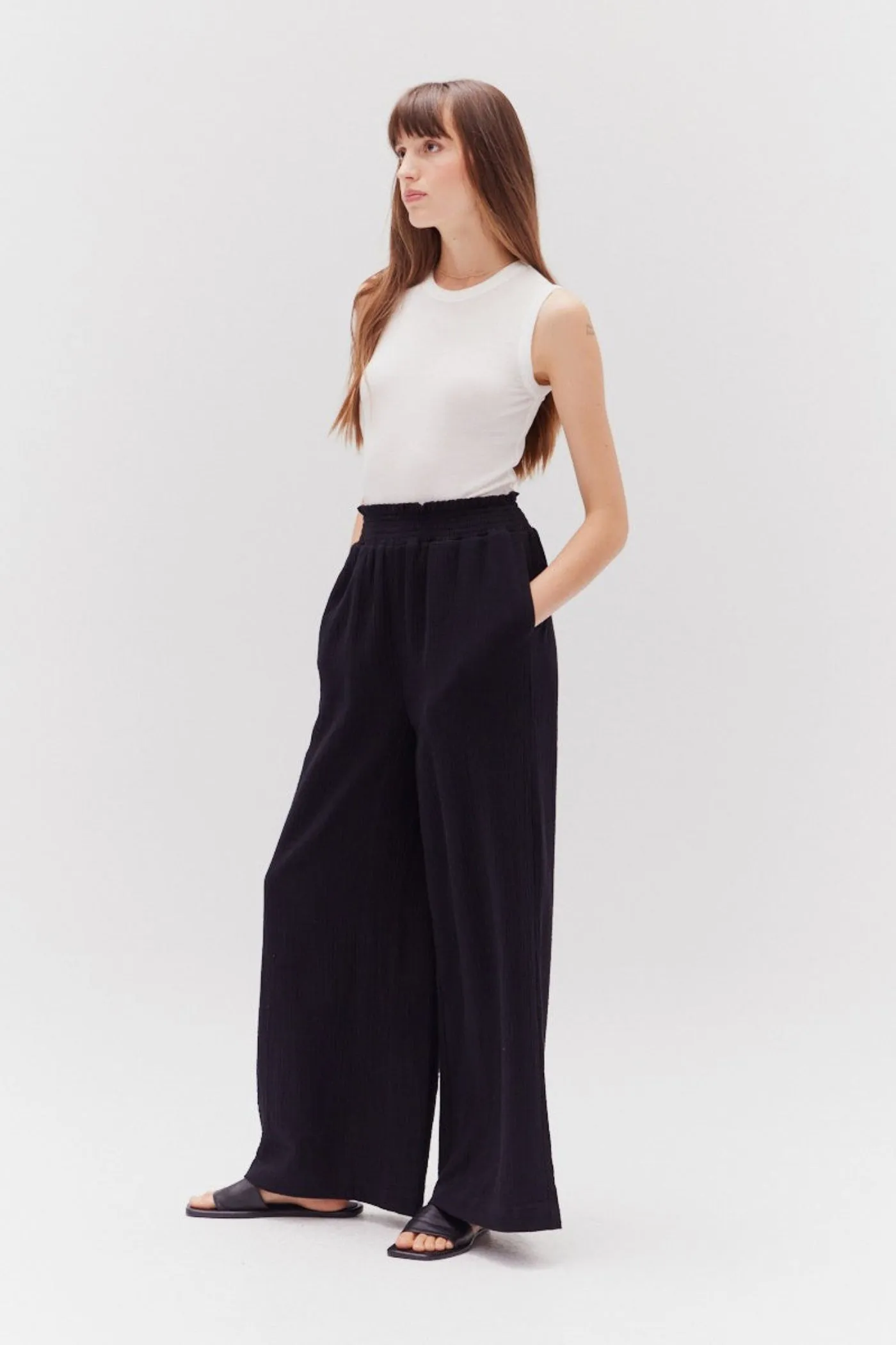 EMMY MOCKING WAIST GUAZE PANTS