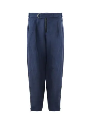 Emporio Armani Chic Oversize Linen Denim Effect Trousers
