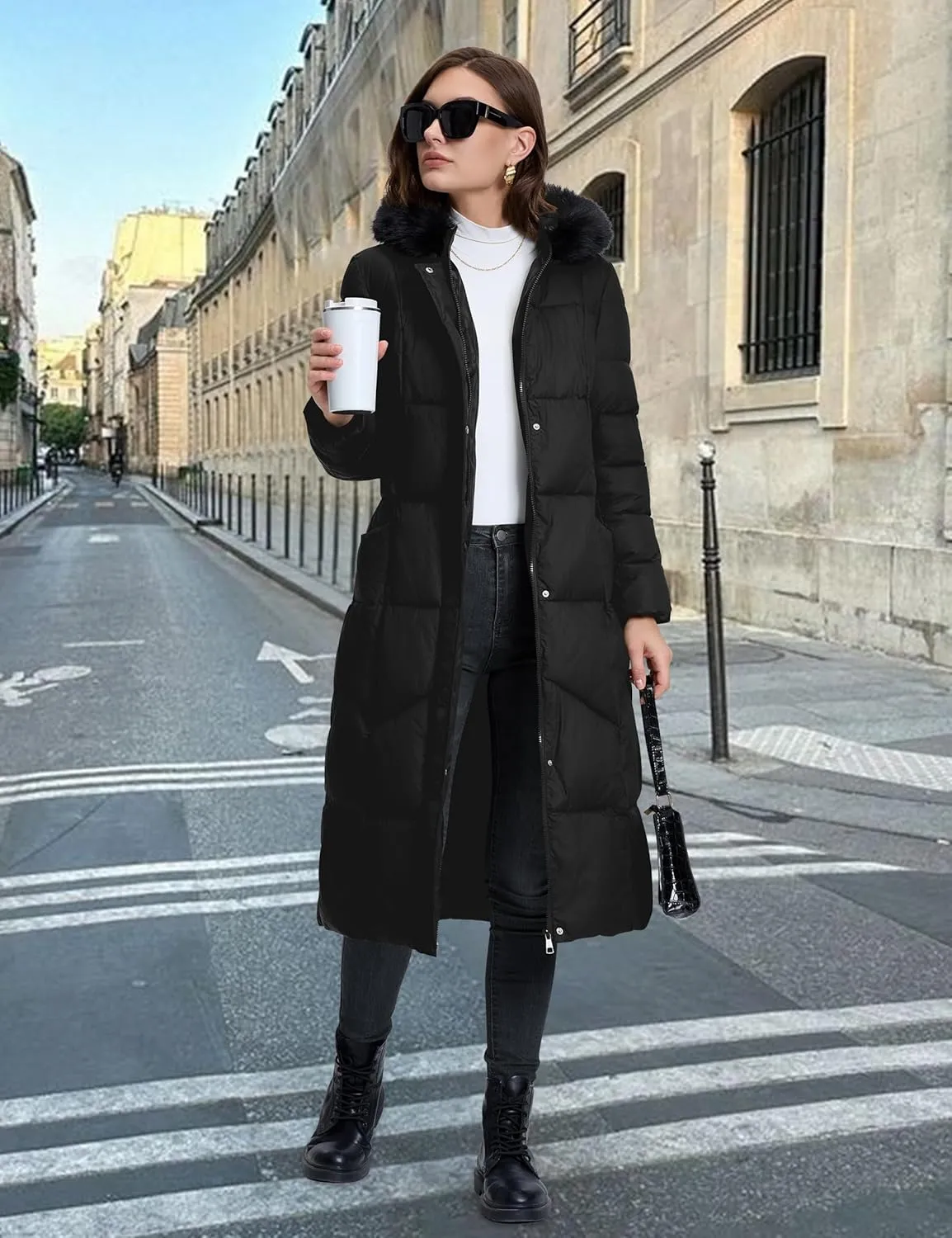 Fengbay Long Puffer Coat Women Down Jacket Parkas Waterproof Warm Long Winter Coats for Women With Hood