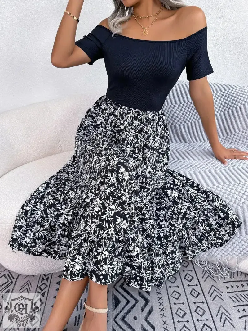 Floral Ruffled Off-Shoulder Dress