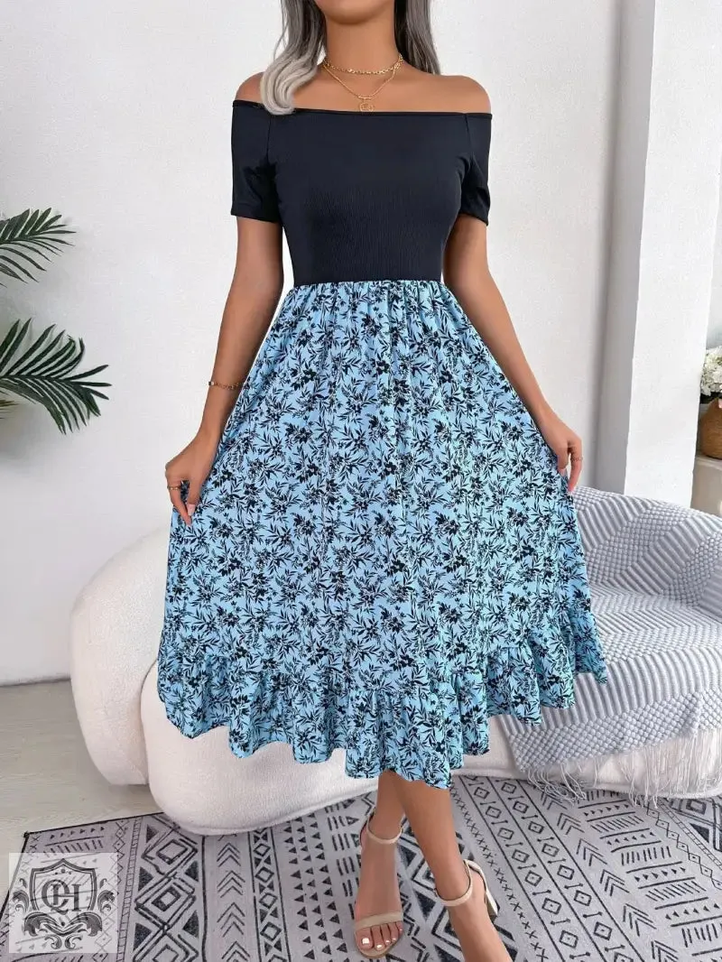 Floral Ruffled Off-Shoulder Dress