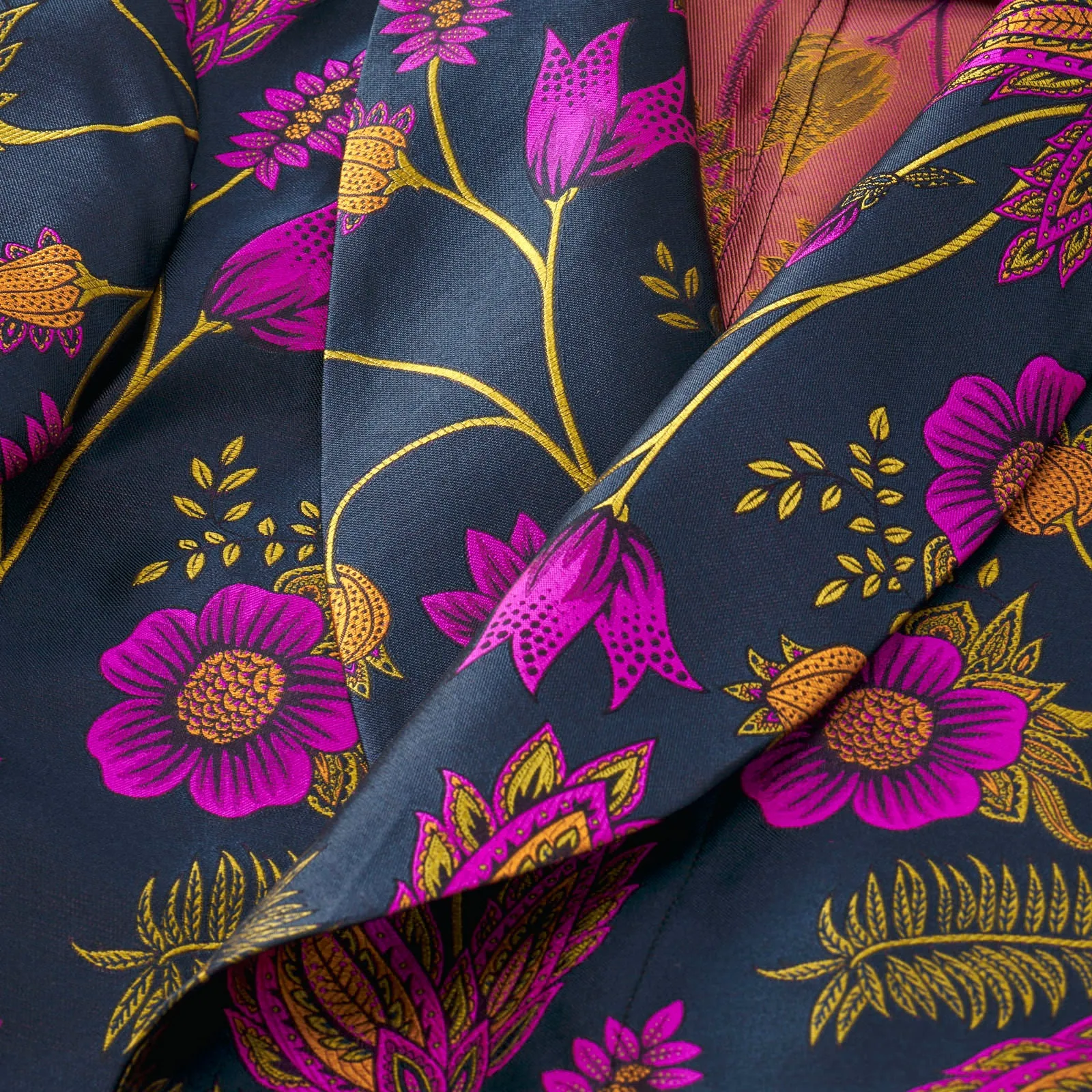 Fox Silk Anemone Lounge Gown in Magenta