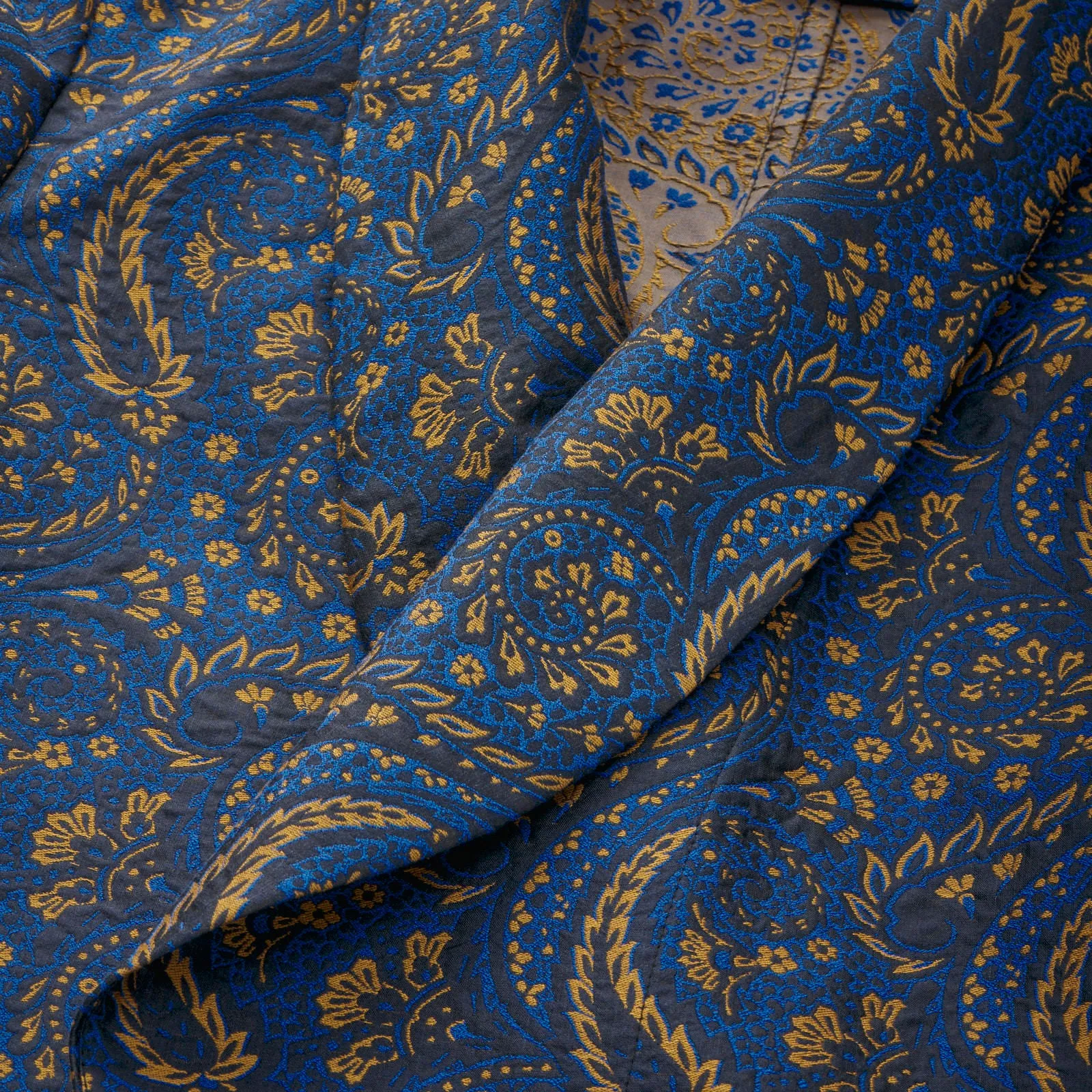 Fox Silk Paisley Lounge Gown in Blue and Gold