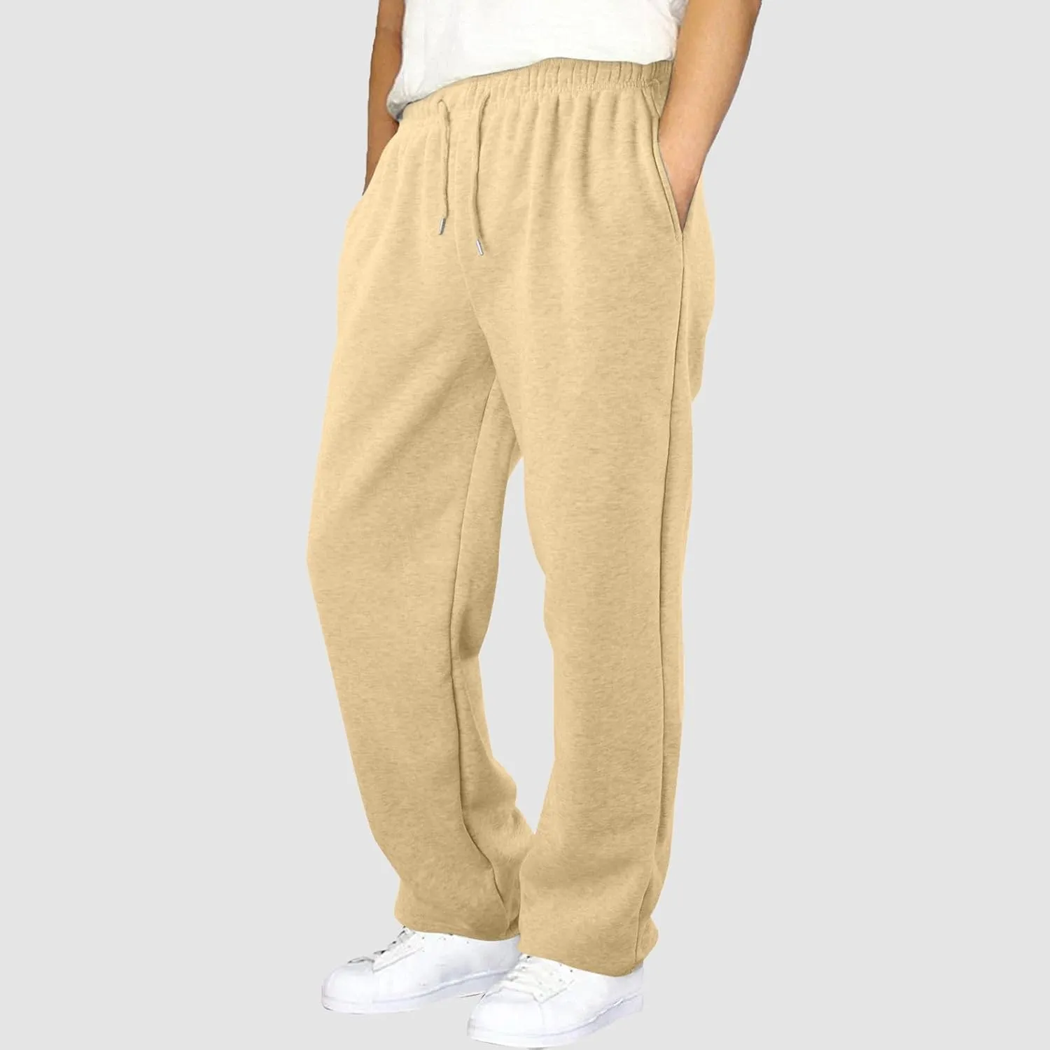 FZVYD Men's Sweatpants Athletic Lounge Pants Elastic Waist Drawstring Casual Joggers Relaxed Tapered Trousers with Pockets