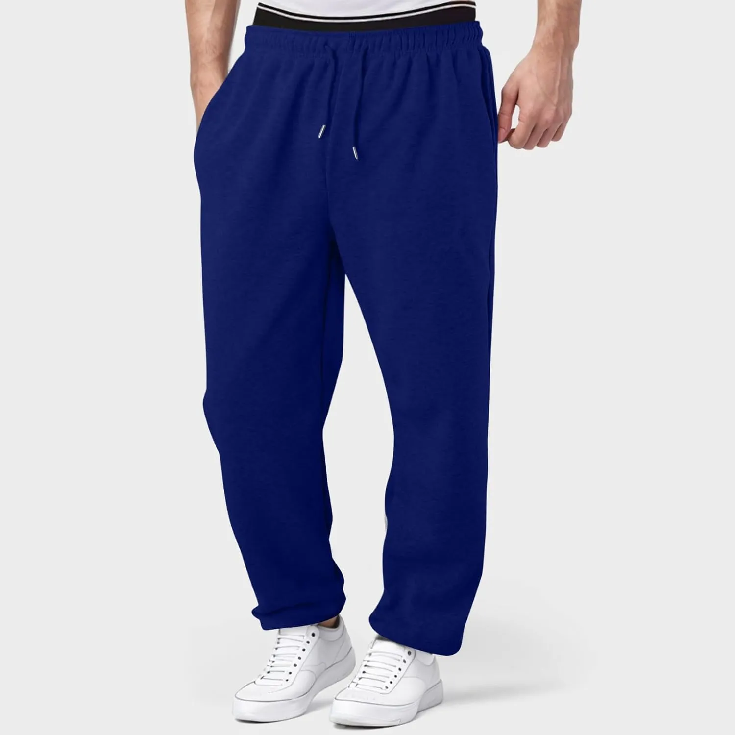 FZVYD Men's Sweatpants Athletic Lounge Pants Elastic Waist Drawstring Casual Joggers Relaxed Tapered Trousers with Pockets