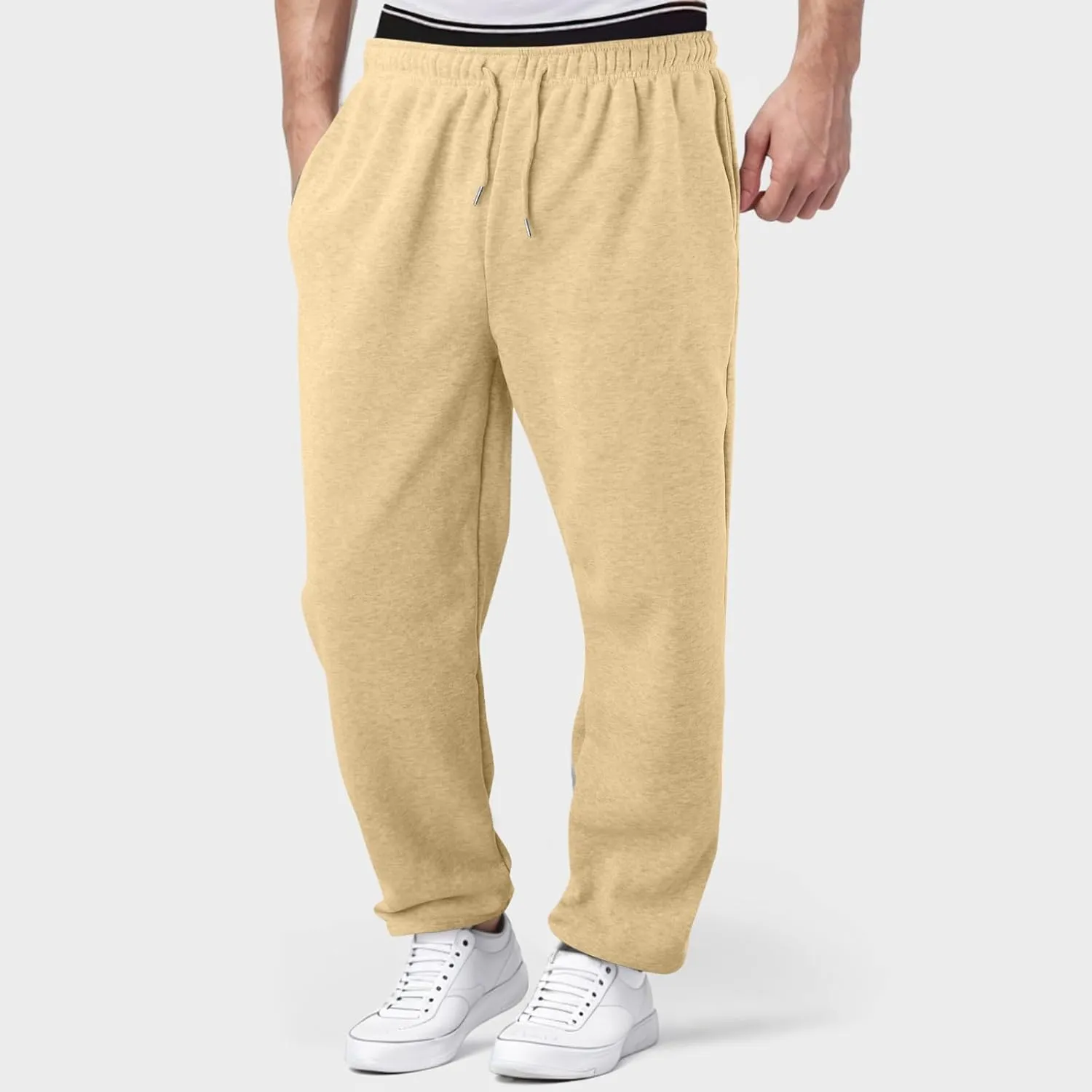 FZVYD Men's Sweatpants Athletic Lounge Pants Elastic Waist Drawstring Casual Joggers Relaxed Tapered Trousers with Pockets