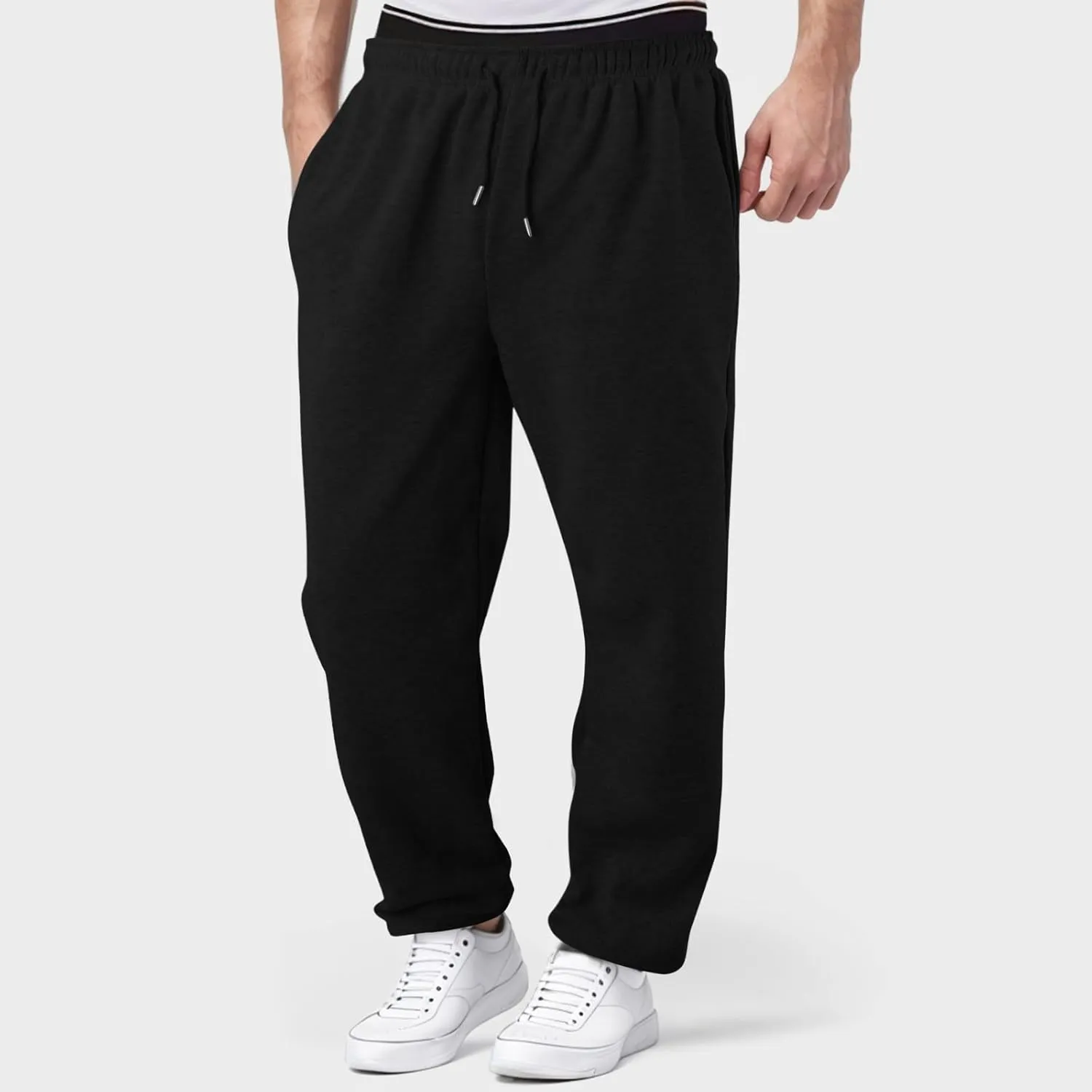 FZVYD Men's Sweatpants Athletic Lounge Pants Elastic Waist Drawstring Casual Joggers Relaxed Tapered Trousers with Pockets