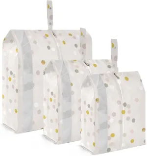 Garment Bag Closet Storage, Luggage Space Saver, Confetti Gold Foil, Waterproof, 3 Set Travel Packing Cubes For Suitcases, Luggages Management Personnel