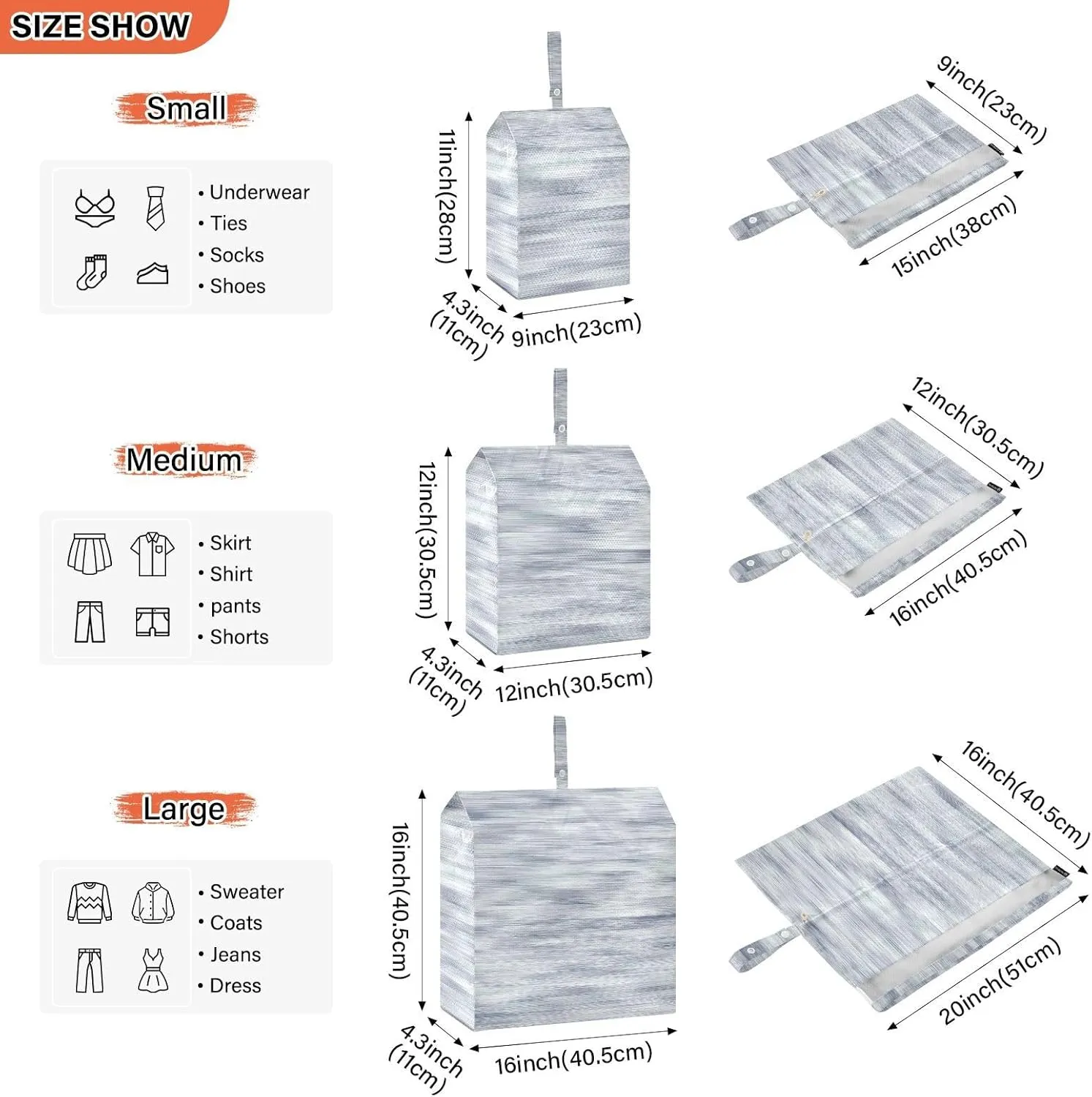 Garment Bag Closet Storage, Luggage Space Saver, Gray Blue Camouflage Dyed, Waterproof, 3 Set Travel Packing Cubes For Suitcases, Luggages Management Personnel