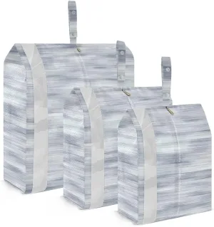 Garment Bag Closet Storage, Luggage Space Saver, Gray Blue Camouflage Dyed, Waterproof, 3 Set Travel Packing Cubes For Suitcases, Luggages Management Personnel