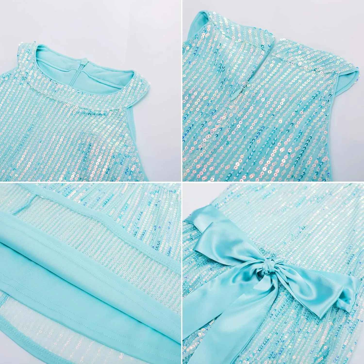 GRACE KARIN Girls Sequin Dress Formal Party Elegant Fancy Girls Maxi Long Dress for 5-14Y