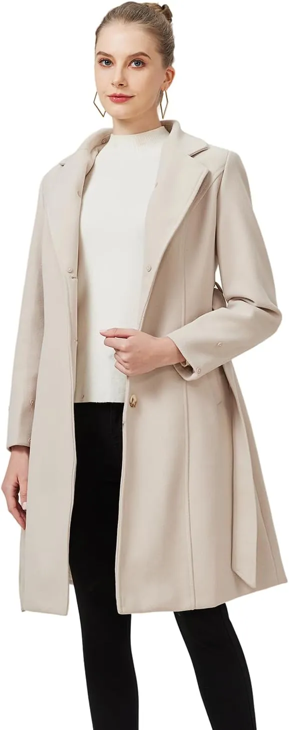 GRAN ORIENTE Long Trench Woolen Peacoat Womens Dress Coat,Winter Warm Double Breasted Pea Coats 2024