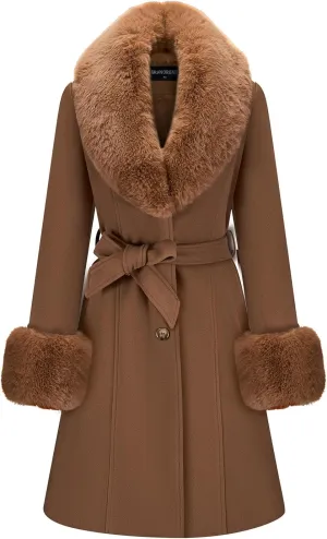 GRAN ORIENTE Long Trench Woolen Peacoat Womens Dress Coat,Winter Warm Double Breasted Pea Coats 2024