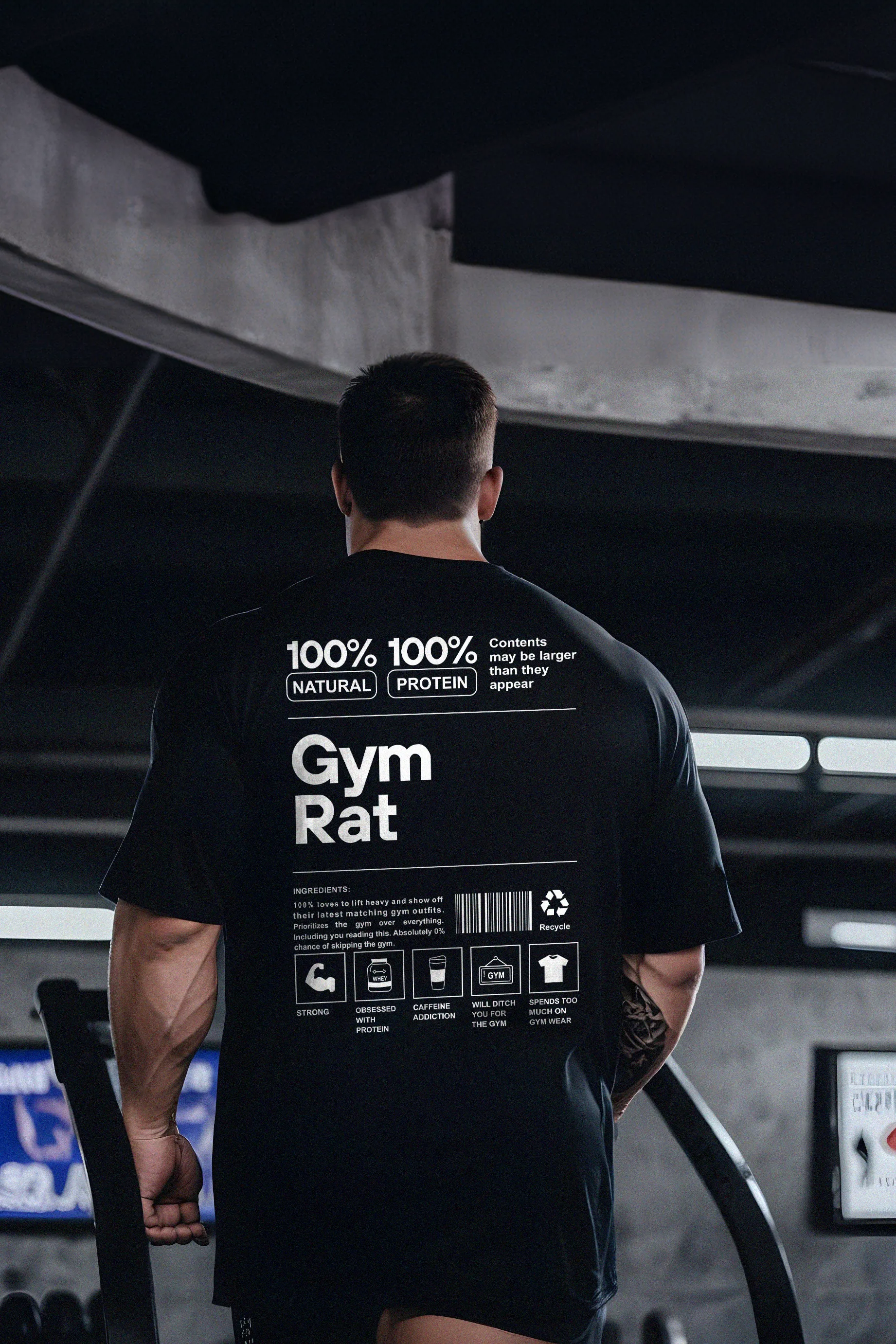 Gym Rat - Black - Oversized T Shirt