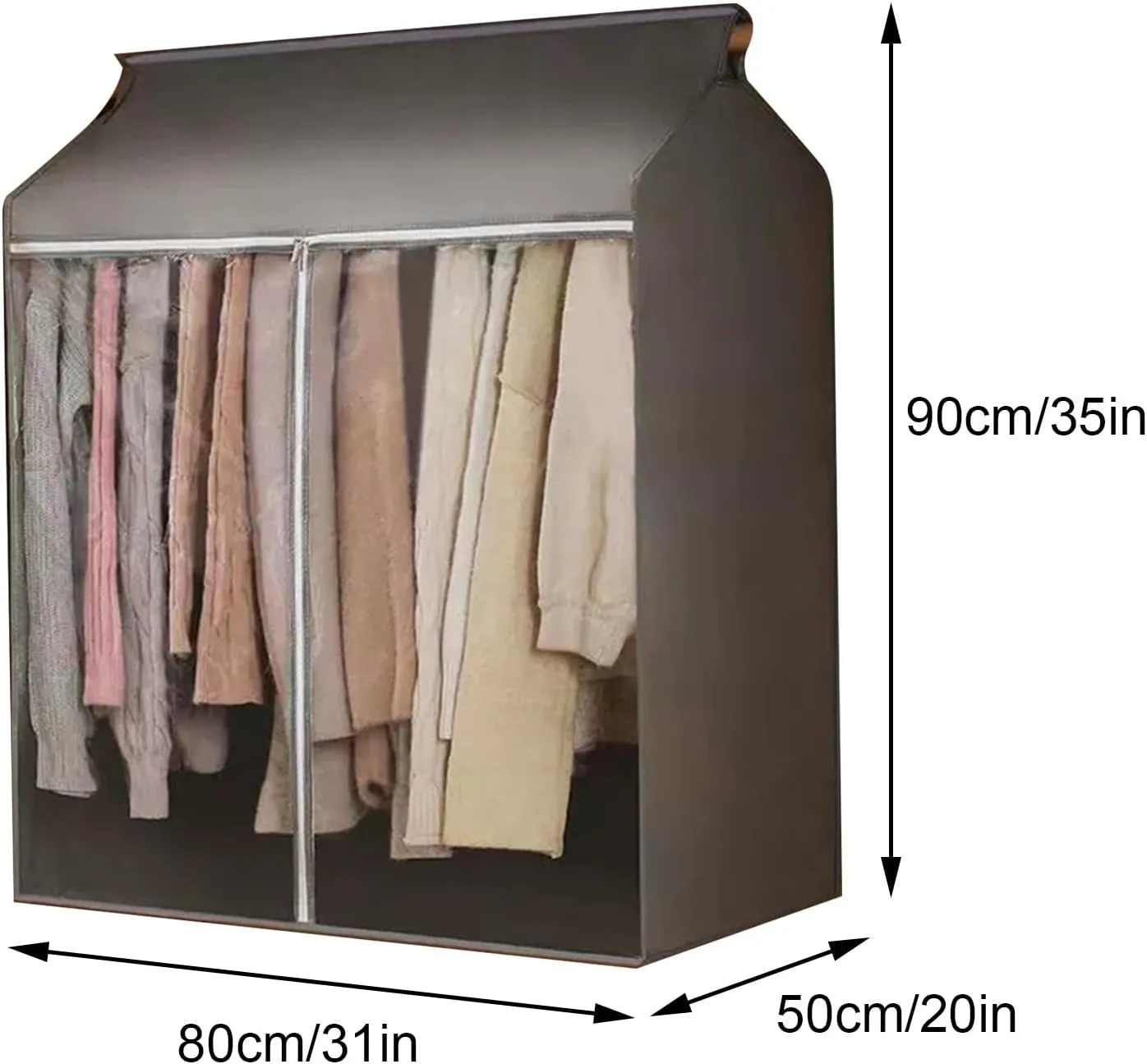 Hanging Garment Bag, garmet Bags with Metal Zipper, Transparent Window, Suitable for Coats, Jackets, Shirts(Pink,80x50x90cm x20x35in)