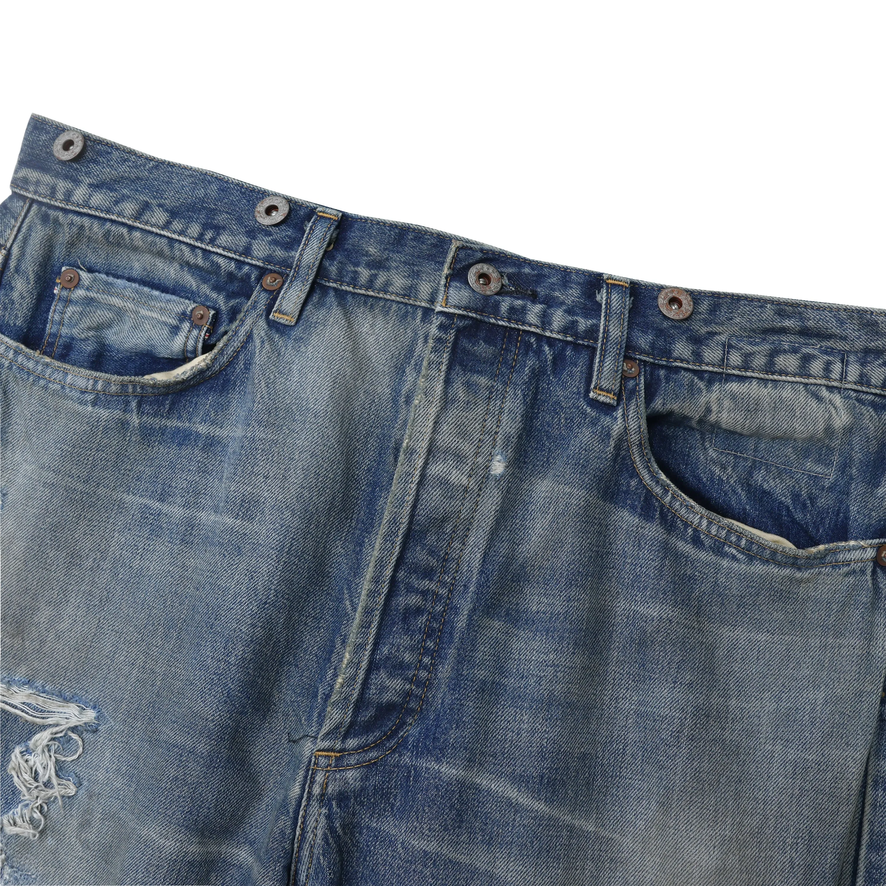 HARD AGING DENIM PANTS. RELAXED