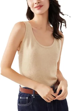 Hgvcfcv Women O-Neck Wool Camisole Office Lady Vest Solid Warm Soft Tank Tops
