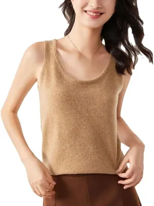 Hgvcfcv Women O-Neck Wool Camisole Office Lady Vest Solid Warm Soft Tank Tops