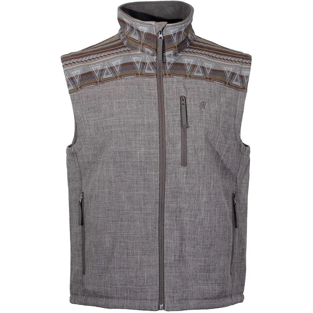 Hooey Men's Softshell Vest In Grey/ Brown And Tan Aztec
