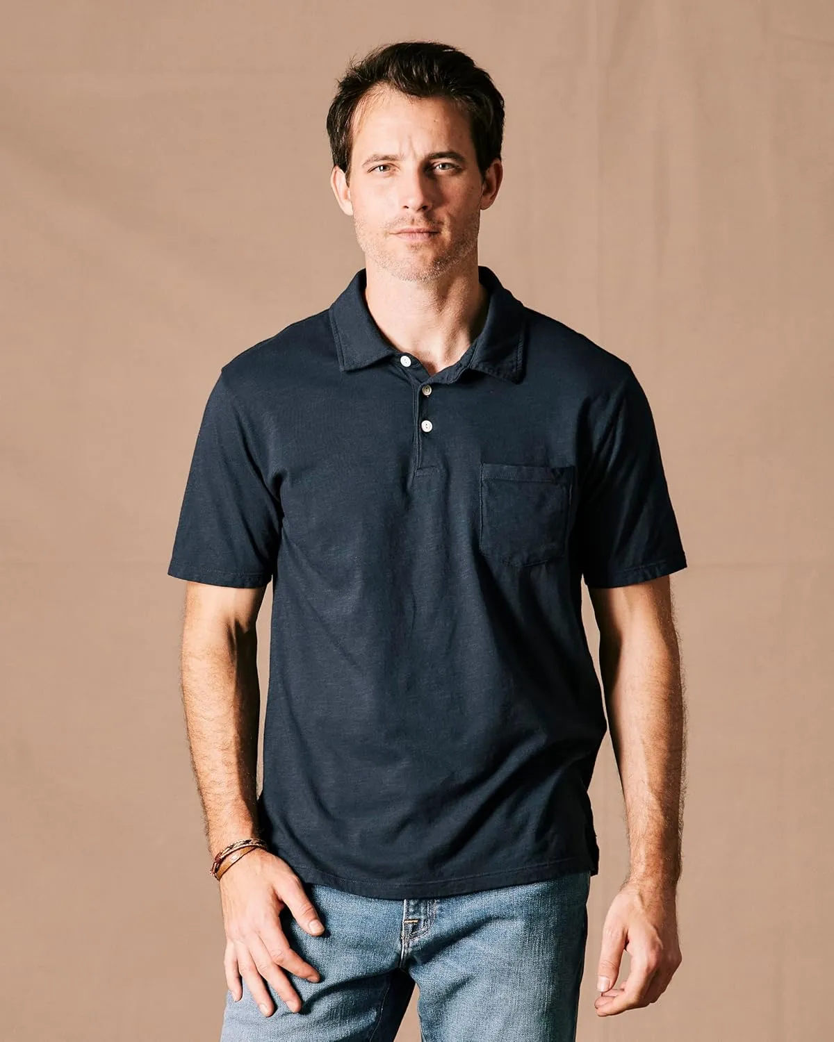 Huckberry Flint & Tinder The Vintage Slub Polo Shirt, Soft and Durable Polo Shirt with Chest Pocket - Made in The USA