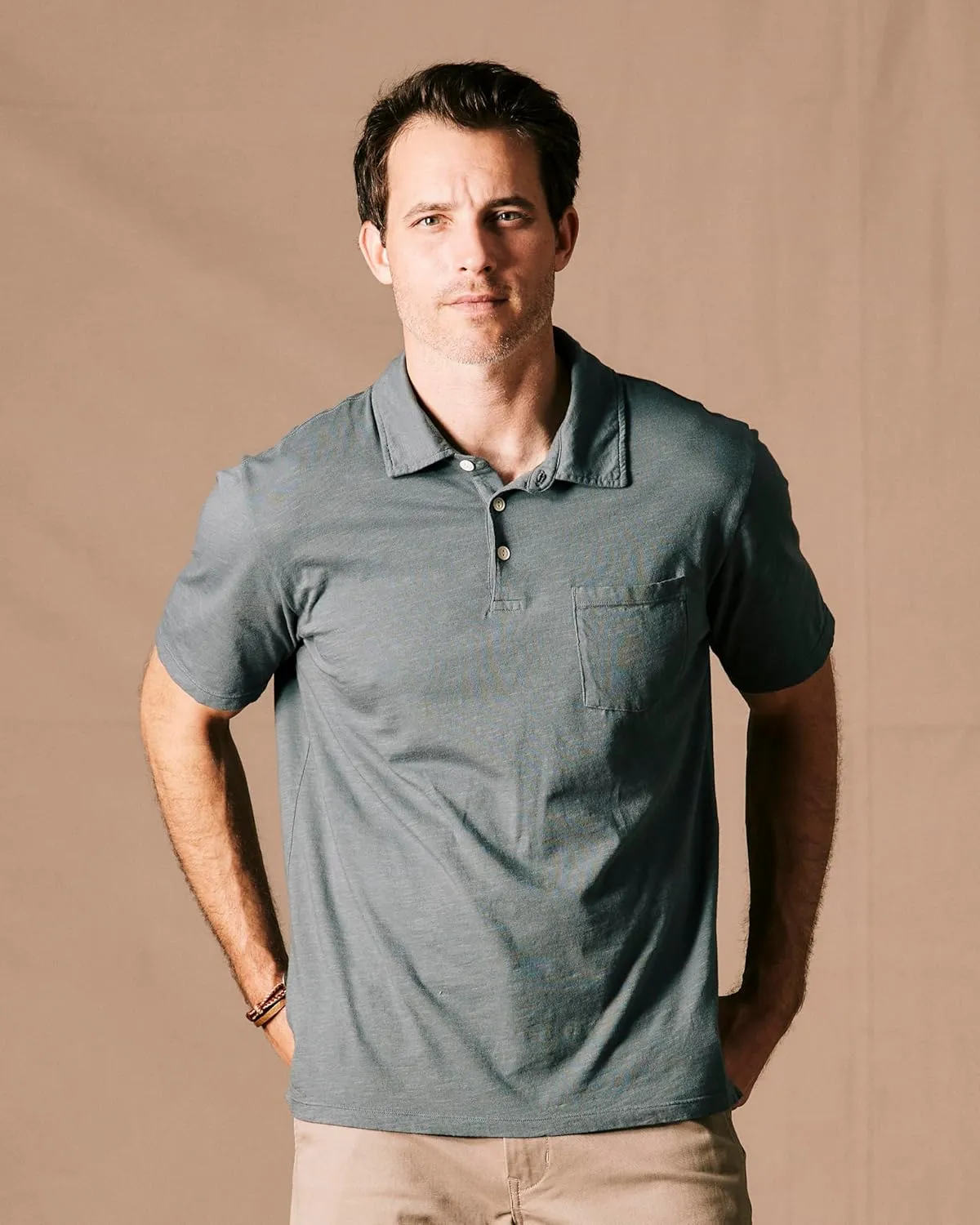 Huckberry Flint & Tinder The Vintage Slub Polo Shirt, Soft and Durable Polo Shirt with Chest Pocket - Made in The USA