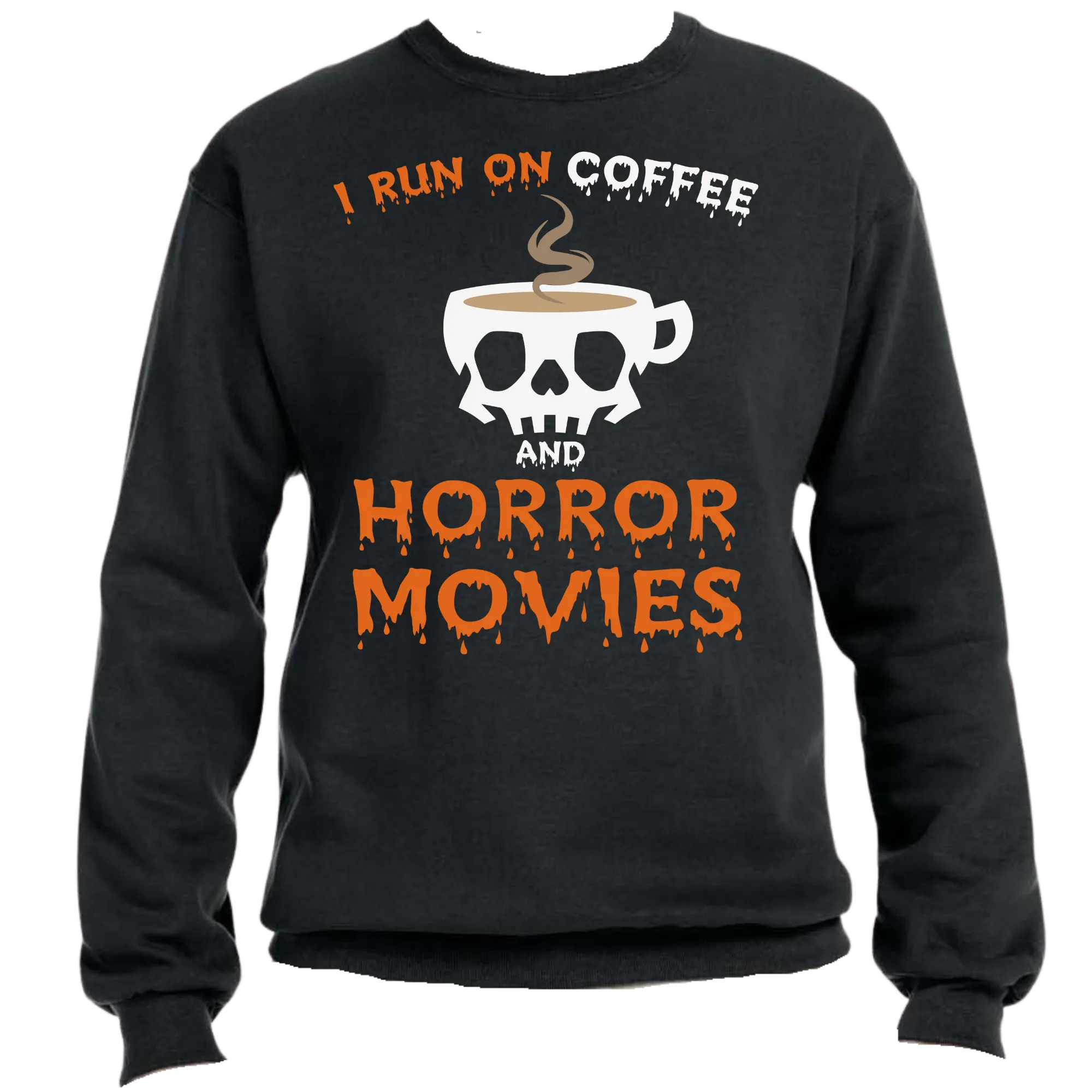 I Run on Coffee Unisex Halloween Sweater – Cozy Fit, Fun & Festive Vibes