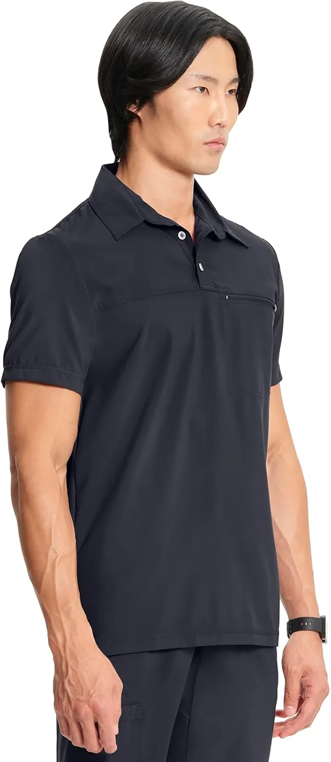 Infinity Cherokee Mens Scrub Top Modern Fit Polo T-Shirt with Zipper Chest Pocket CK825A