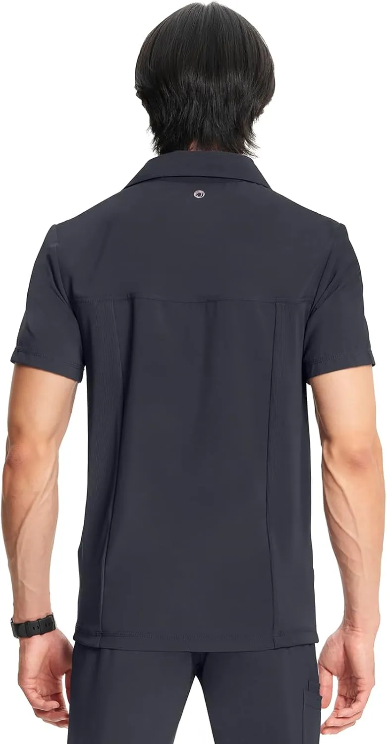 Infinity Cherokee Mens Scrub Top Modern Fit Polo T-Shirt with Zipper Chest Pocket CK825A