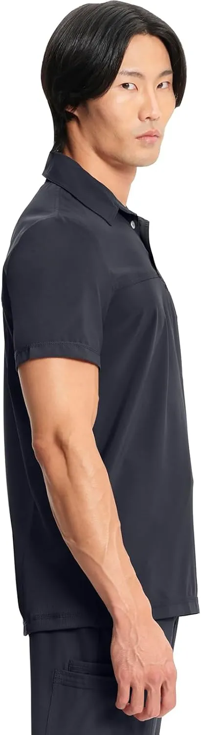 Infinity Cherokee Mens Scrub Top Modern Fit Polo T-Shirt with Zipper Chest Pocket CK825A