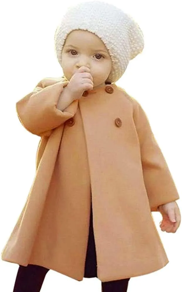 JEELLIGULAR Toddler Baby Girl Coats Kids Cloak Button Warm Thick Jacket Clothes Baby Fall Winter Outwear Clothes Set