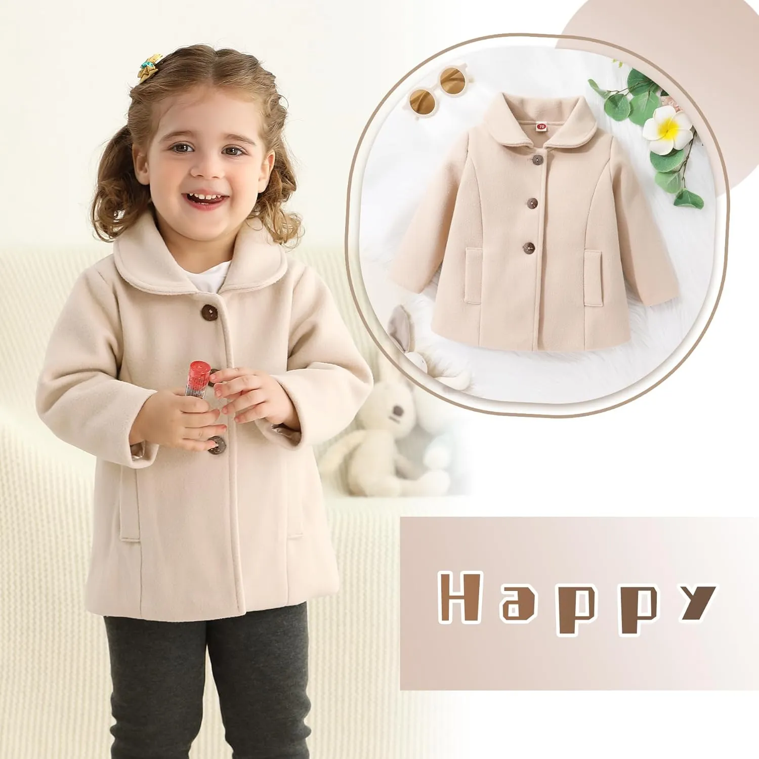 JEELLIGULAR Toddler Baby Girl Coats Kids Cloak Button Warm Thick Jacket Clothes Baby Fall Winter Outwear Clothes Set