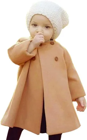 JEELLIGULAR Toddler Baby Girl Coats Kids Cloak Button Warm Thick Jacket Clothes Baby Fall Winter Outwear Clothes Set