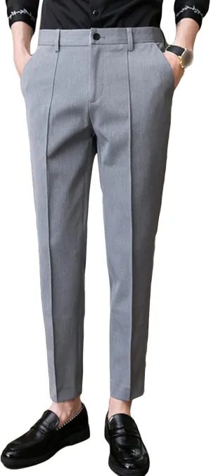 JEShifangjiusu Men's 4-Way Stretch Dress Pant Slim Fit Flat Front Business Trousers Straight-Fit Modern Chino Pant Suit Pant, Grey, 34