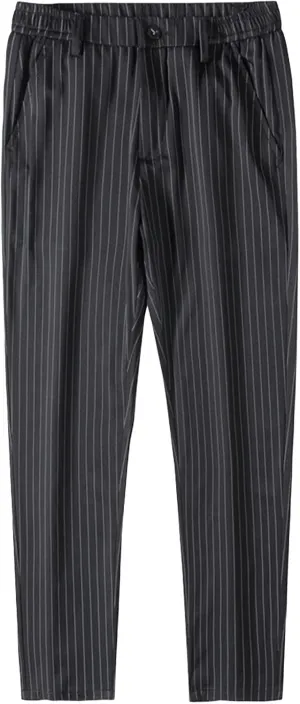 JEShifangjiusu Men's Dress Striped Pants Slim Fit Flat Front Business Trousers Straight-Fit Modern Stretch Chino Pant