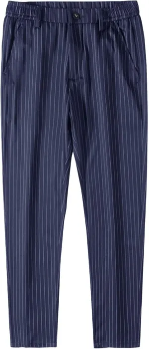 JEShifangjiusu Men's Dress Striped Pants Slim Fit Flat Front Business Trousers Straight-Fit Modern Stretch Chino Pant