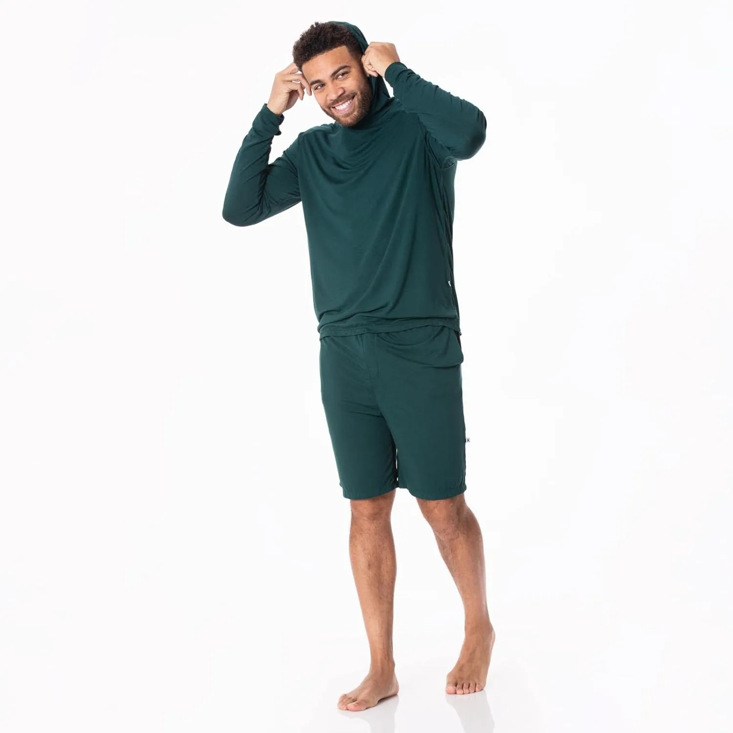 KICKEE Mens Long Sleeve Hooded Tee, Ultra Soft Bamboo Viscose, All-Day Comfy Hoodie T-Shirt