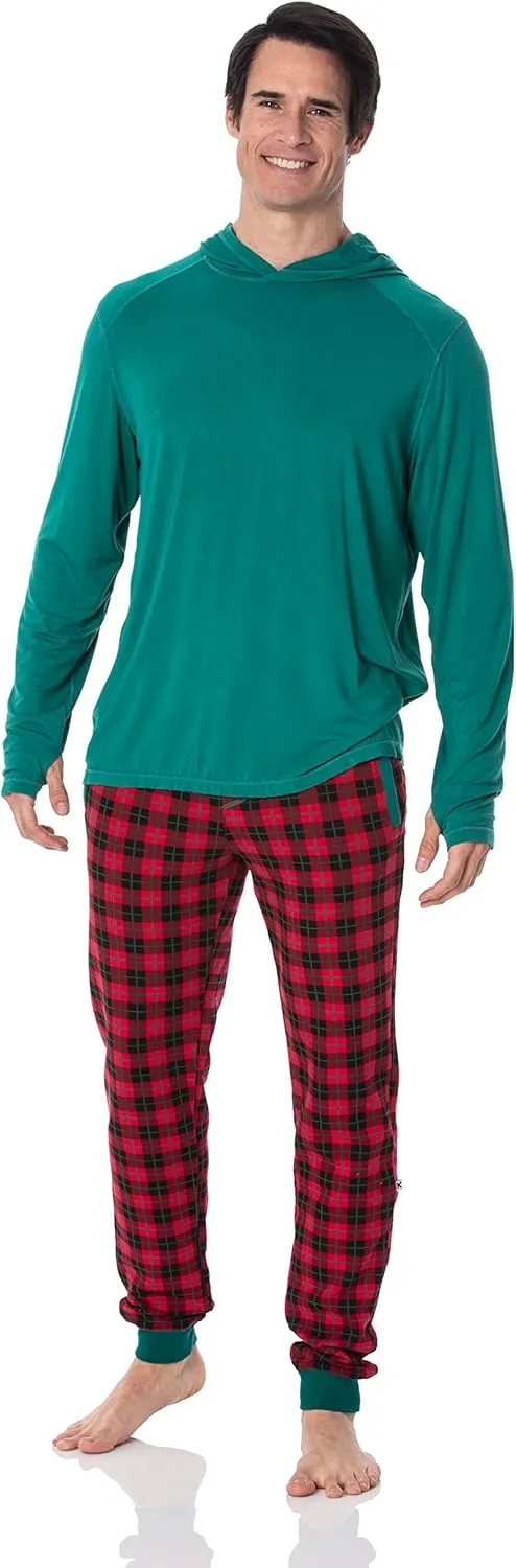 KICKEE Mens Long Sleeve Hooded Tee, Ultra Soft Bamboo Viscose, All-Day Comfy Hoodie T-Shirt