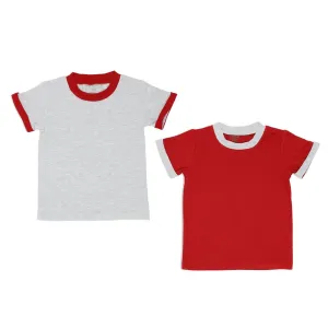 Kids Basic Tee (Folded Sleeves) (Pack of 2) - Maroon / Grey