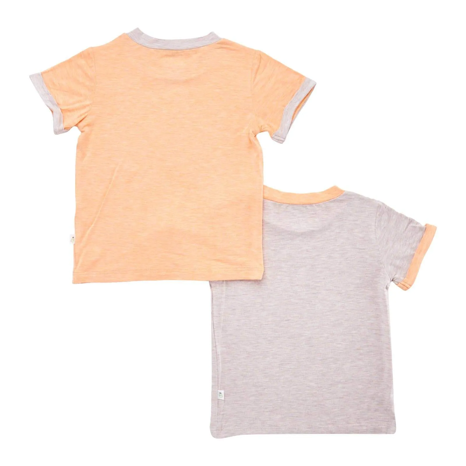 Kids Basic Tee (Folded Sleeves) (Pack of 2) - Orange / Khaki