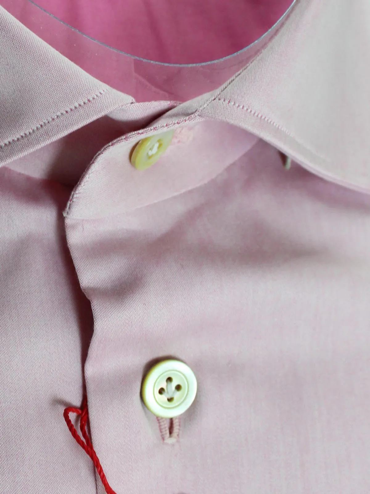Kiton Dress Shirt Pink Solid Spread Collar 40 - 15 3/4 REDUCED - SALE