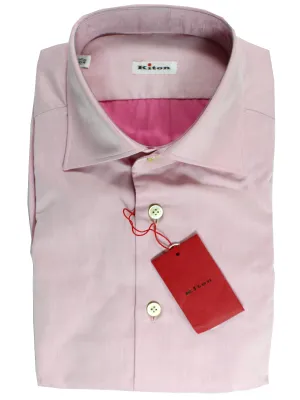 Kiton Dress Shirt Pink Solid Spread Collar 40 - 15 3/4 REDUCED - SALE