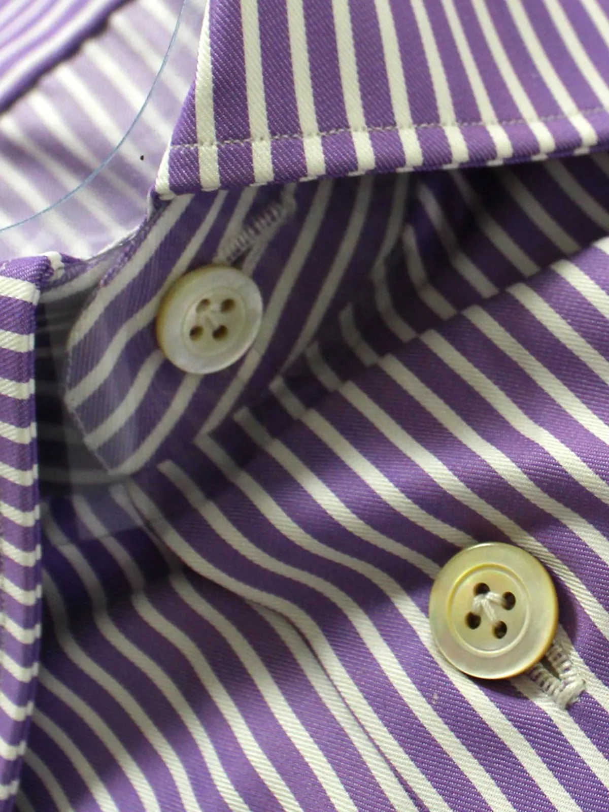 Kiton Dress Shirt White Purple Stripes 38 - 15 REDUCED - SALE