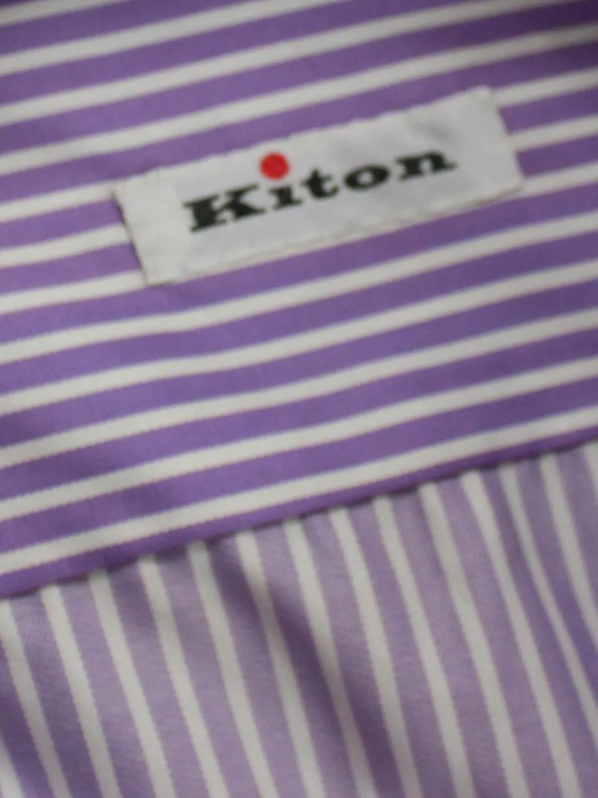 Kiton Dress Shirt White Purple Stripes 38 - 15 REDUCED - SALE