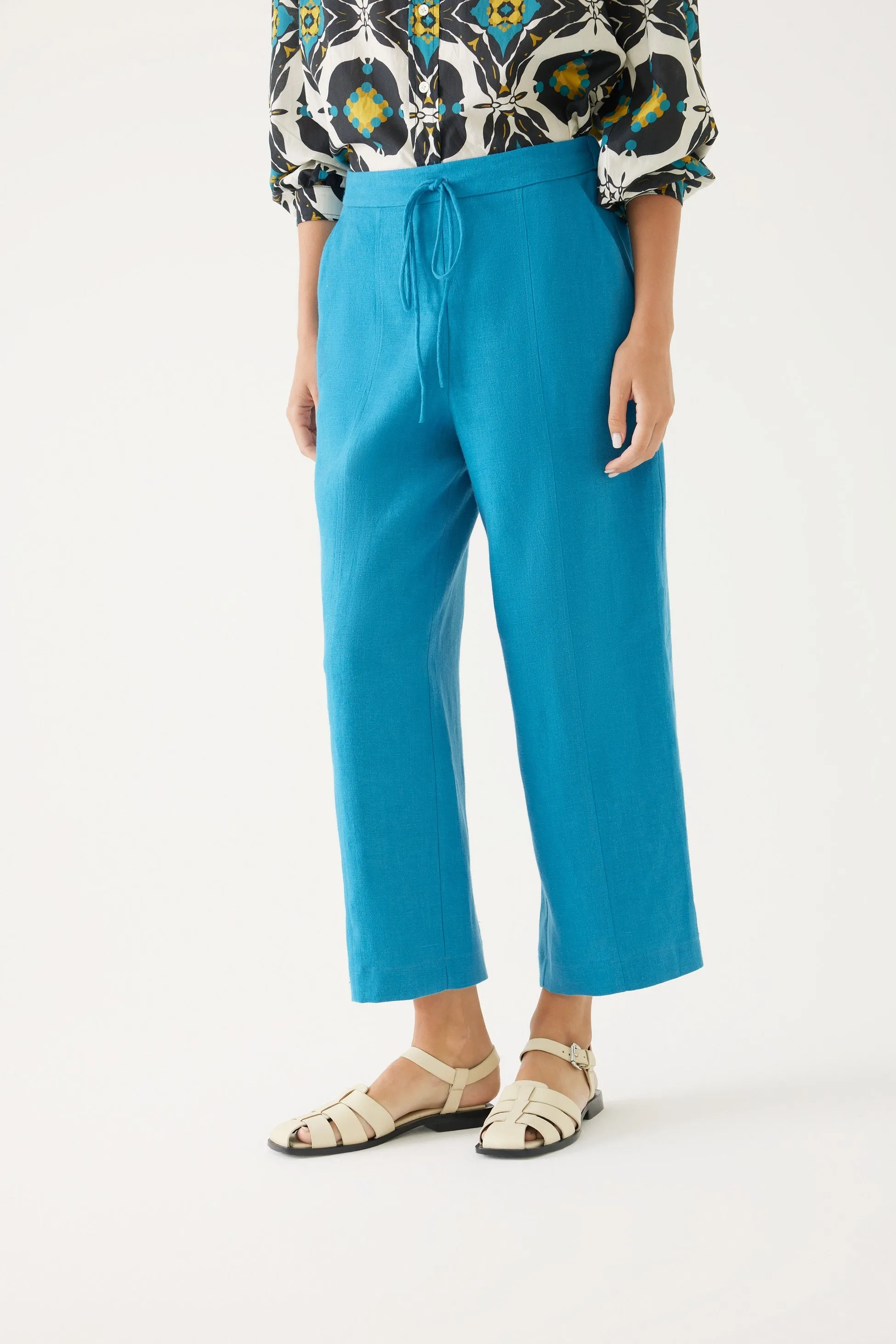 Lace-up Detailed Petroleum Trousers