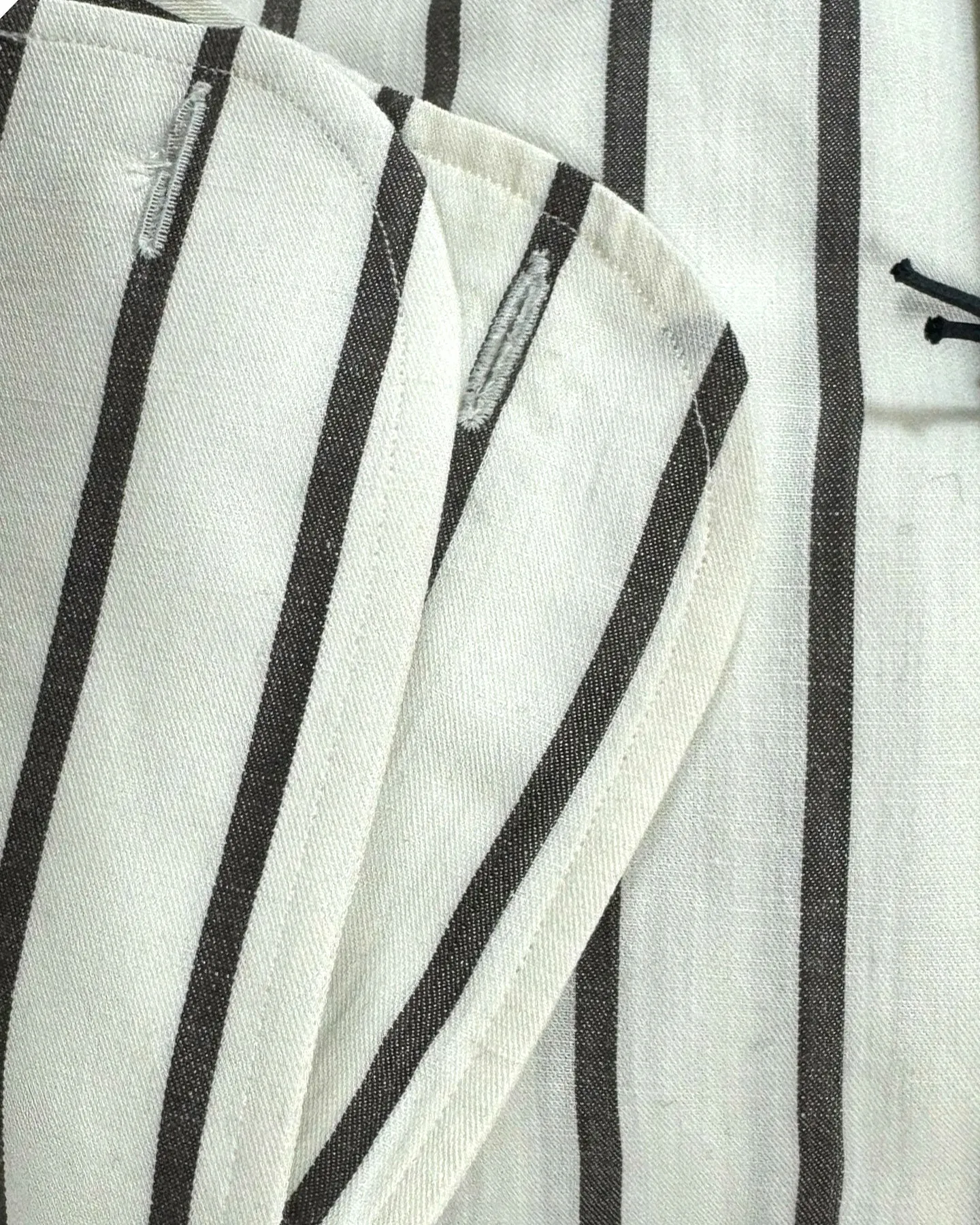 Lardini Dress Shirt White Brown Stripes Flax Wool Cotton 42 - 16 1/2 SALE