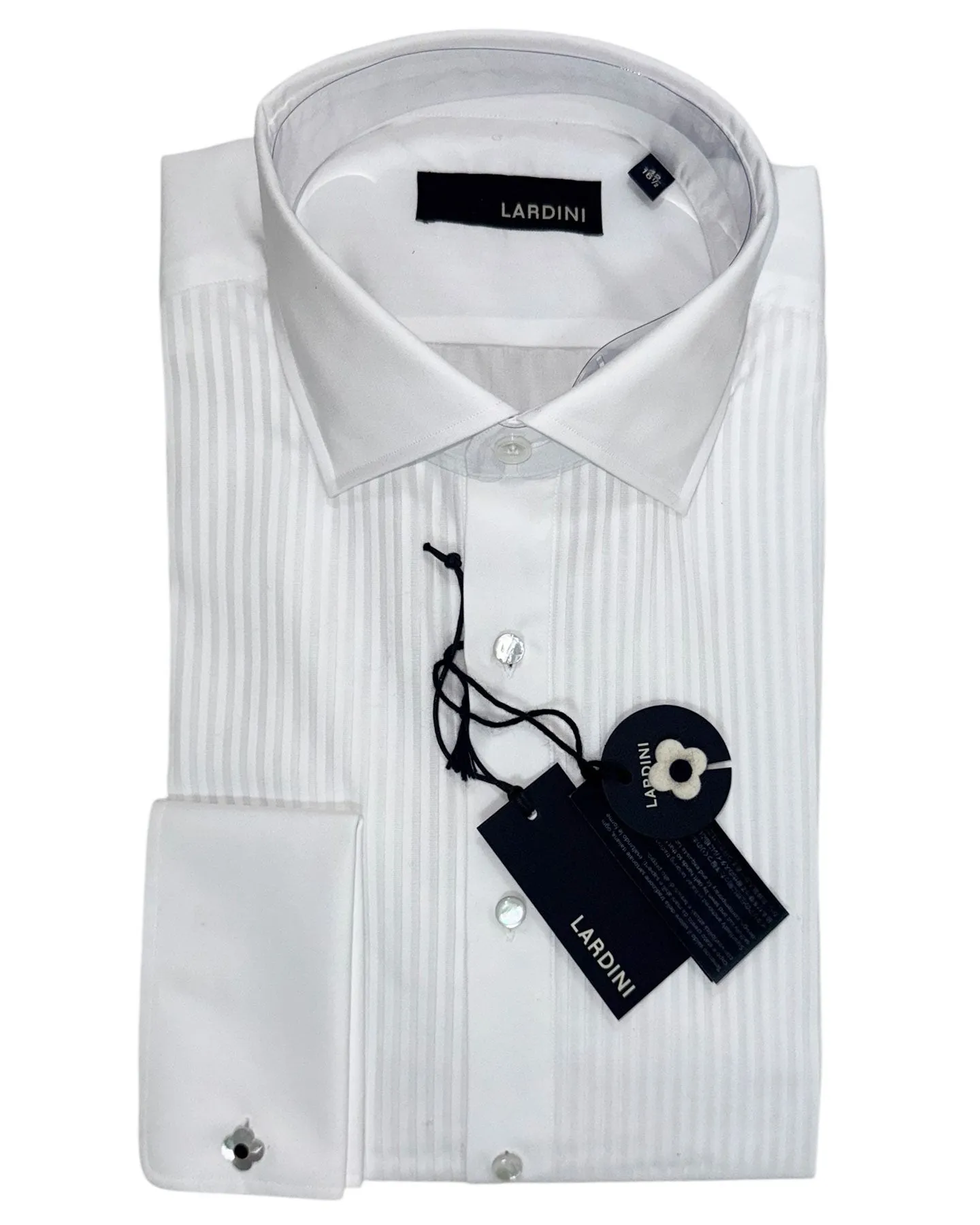 Lardini Tuxedo Shirt White Pleated Front 42 - 16 1/2