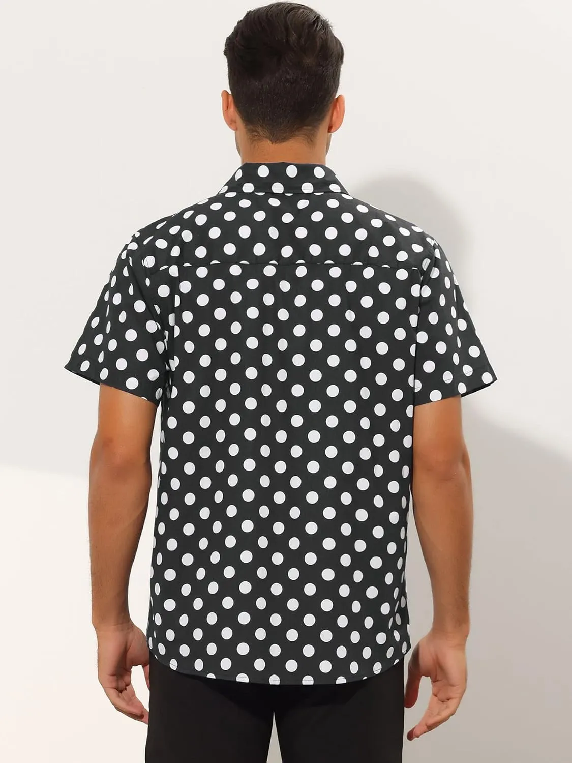 Lars Amadeus Polka Dots Dress Shirts for Men's Slim Fit Short Sleeves Button Summer Shirts