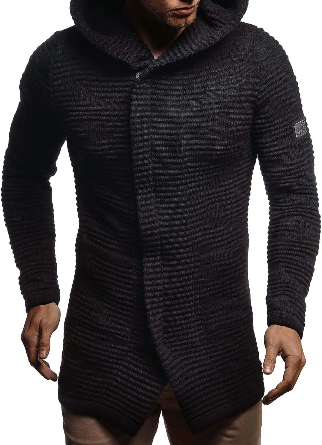 Leif Nelson Men's Sweatshirt Cardigan Slim Fit | Men Sweat Jacket with a Hood | Modern Hoody Pullover Hoodie | LN5715