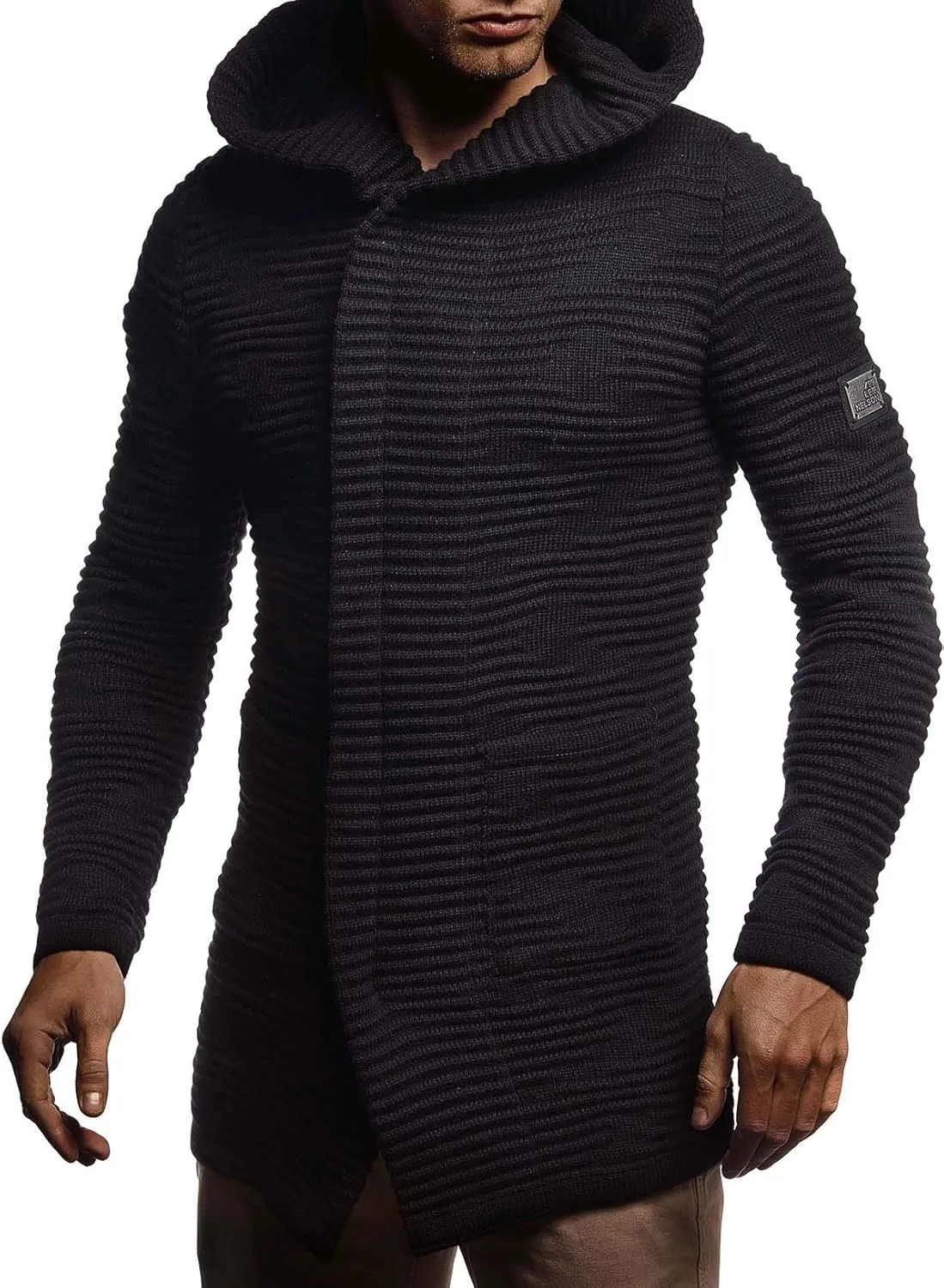 Leif Nelson Men's Sweatshirt Cardigan Slim Fit | Men Sweat Jacket with a Hood | Modern Hoody Pullover Hoodie | LN5715