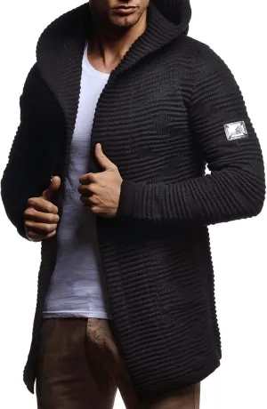 Leif Nelson Men's Sweatshirt Cardigan Slim Fit | Men Sweat Jacket with a Hood | Modern Hoody Pullover Hoodie | LN5715